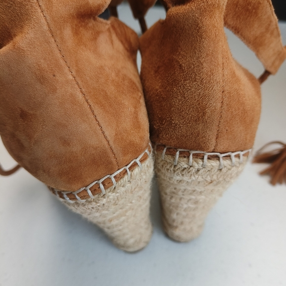 Joie light brown Phyllis suede leather wedge espadrille tie up sandals size 36 w - Picture 15 of 15